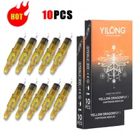 10pcs Yellow Dragonfly Tattoo Cartridge Needle 1 3 5 7 9 11 13 14 15 RL RM RS M1 For Tattoo Machine Pen Needle Accessories 1