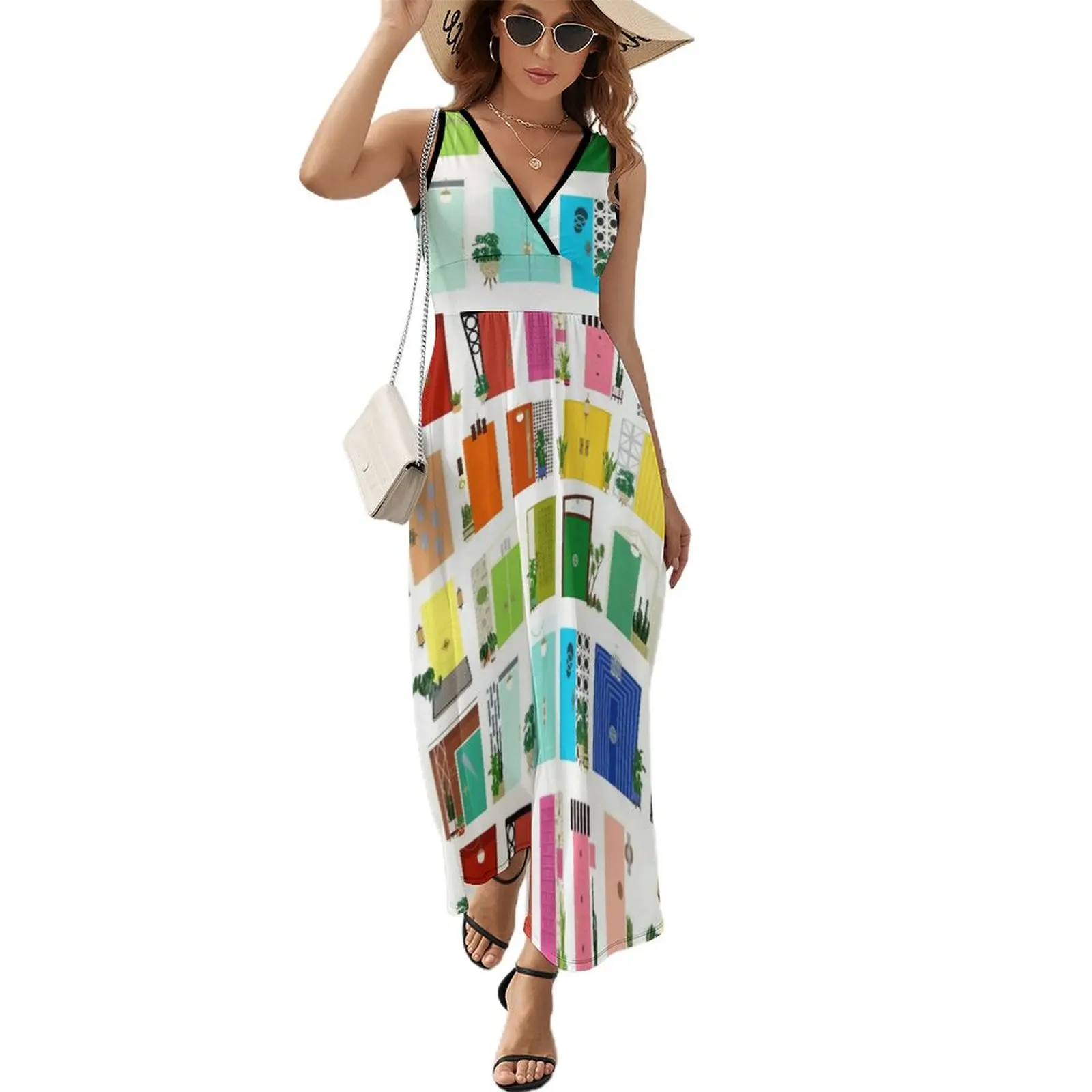 

Mid Century Modern Rainbow Doors Sleeveless Dress women's summer clothing 2024 summer dresses for women 2024 Evening dresses
