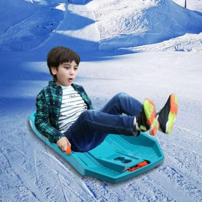 Snow Sled For Kids Snow Slider Built In Brake System Pull Rope Handle Grips Flexible Kids Toddler Toboggan Sled Built In
