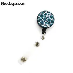 Elegant Blue Floral Badge Holder with Lanyard and Card Case (2)