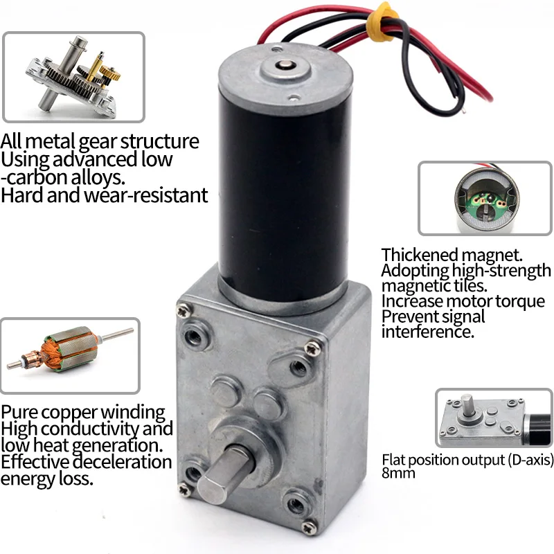 AOLONG A5840-31ZY worm gear reduction motor for high torque robots 12/24V 10-470RPM 58mm with 31ZY self-locking reduction motor