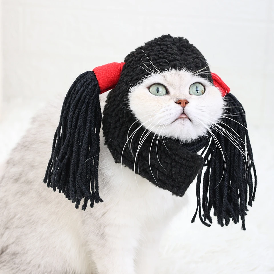 

Dogs Cats Hair Hat Funny Pet Wigs Cosplay Props Costumes Head Accessories for Halloowen Christmas Gift