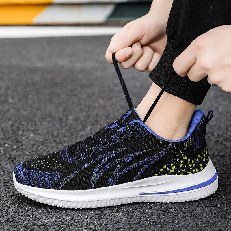 

2024 Men's Trendy Knitted Breathable Lightweight Comfy Sneakers For Running Jogging Wear-resistant Non-Slip Casual Sport Shoes