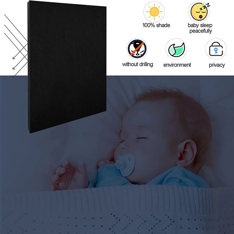 Foldable Outdoor Travel Blackout Balcony Curtain Universal Perforations DIY Tailorable Black Curtains Adhesive Comfortable Sleep 2