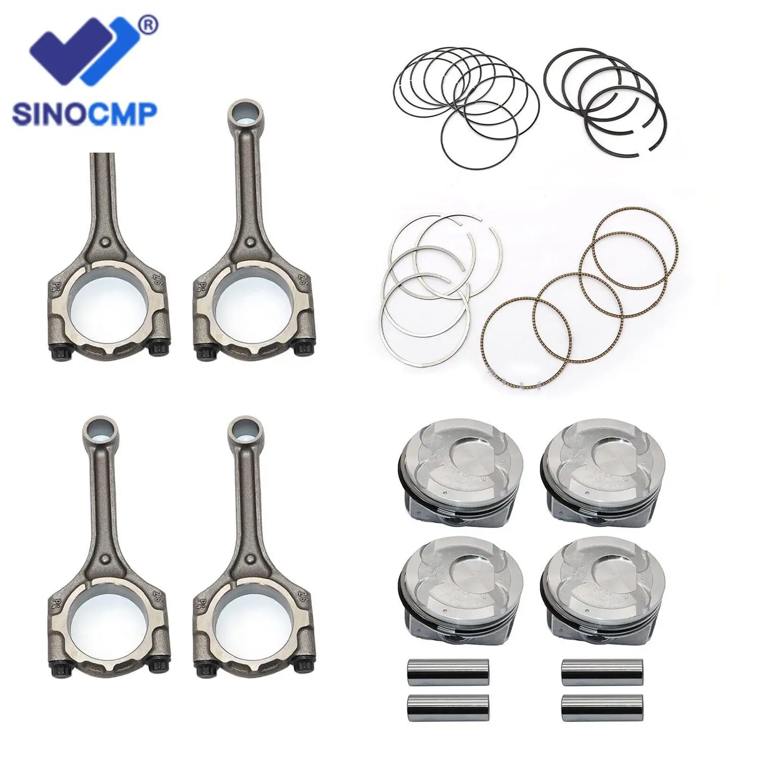 Juego de bielas y pistones y anillos de motor G4FD, 230412B600, 23041