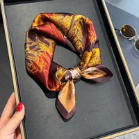 Luxury Square 100% Silk Scarf Women Hijab Hair Bands Neckerchief Female Shawl Bandana Headband Fashion Decoration Wraps Bufanda