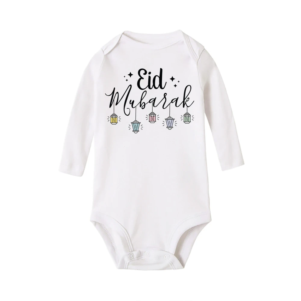 Baby Romper Boys Girl Clothes Eid Mubarak Print Infant Bodysuit Eid Toddler Long Sleeve Rompers Newbron Shower Gift Bodysuits 5