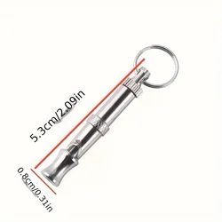 Adjustable Sound Pitch Dog Training Whistle with Keychain - Stop Barking & Enhance Recall - 2pcs (Silver)
