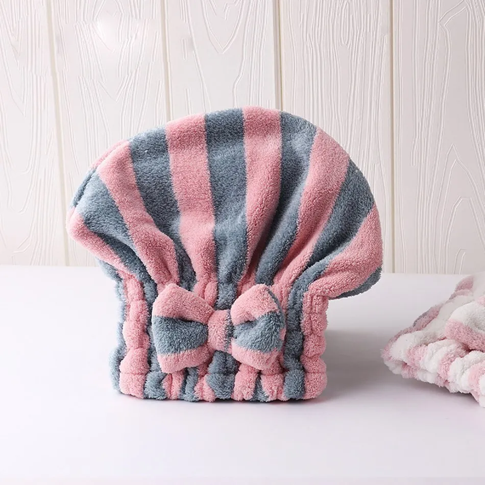 Microfiber Hair Towel Wrap for Women Stripe Absorbent Quick Dry Curly Long Thick Hair Turban