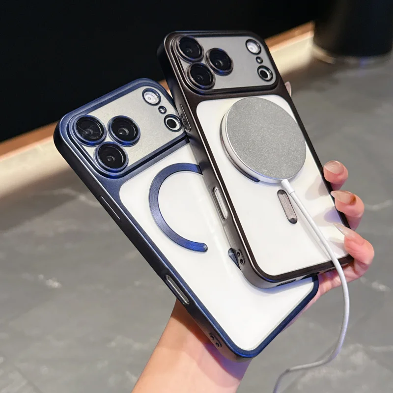 Luxury Magnetic Wireless Charging Phone Case For Iphone With Lens Guard_voghion.com