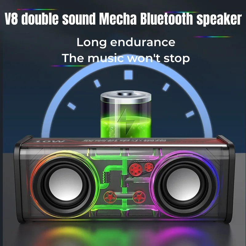 V8 Transparent Mecha Bluetooth Speaker description image 10