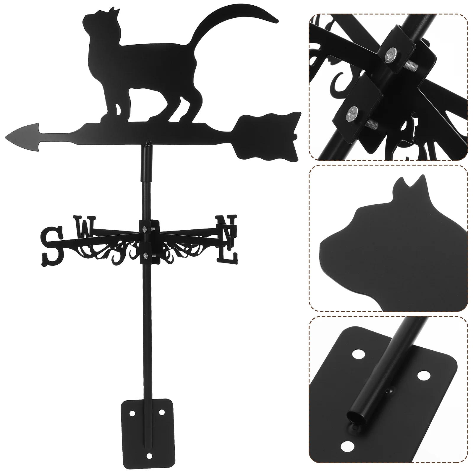 

Weather Vane Cat Shape Roof Decor Wind Vane Direction Indicator Cat Model Farmhouse Weather Vane For Garage Garden Lawn Decor
