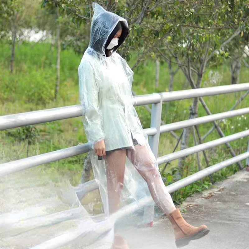 2/5pcs Portable Raincoat Women Men Outdoor Rainwear Waterproof Disposable Camping Hiking Hooded Ponchos Rain Cover Travel raincoat poncho