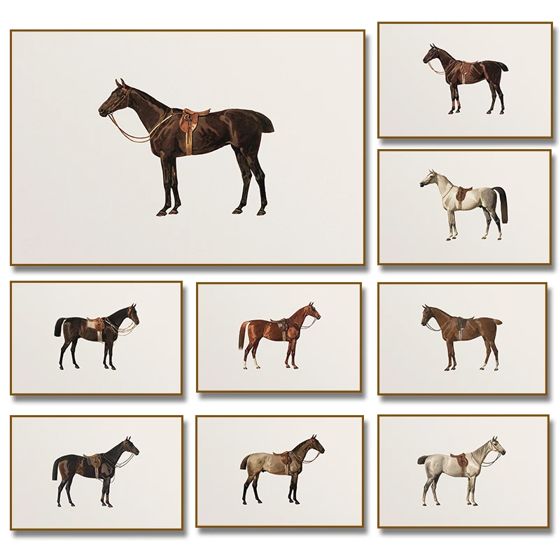 VintageEquestrianHorseMinimalistHorseCanvasPaintingArt,ModernFarmhouseWallArtCountryHomeWallDecoration-AliExpress15