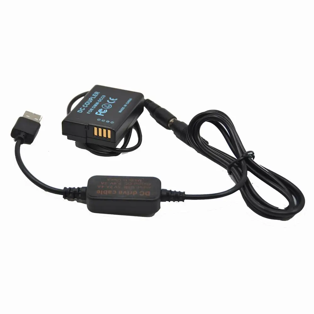 DMW-AC8 mobile power bank 5V USB cable+DMW-DCC9 DMW-BLD10 dummy battery for lumix DMC-GX1 DMC GF2 G3 G3K G3R G3T G3W G3EGK GF2CR