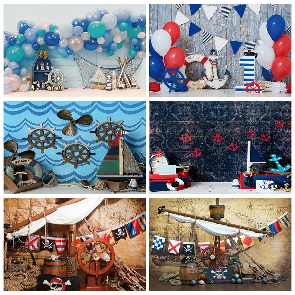 

Морской Руль пиратский корабль тема детский день рождения портрет фотография Фон Морская звезда деревянная доска шина матрос фон