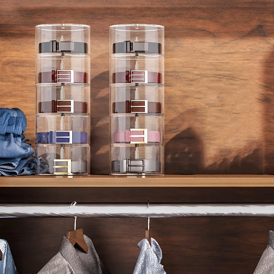 Five layer crystal belt storage box for storage and display, featuring a cylindrical stackable design 4