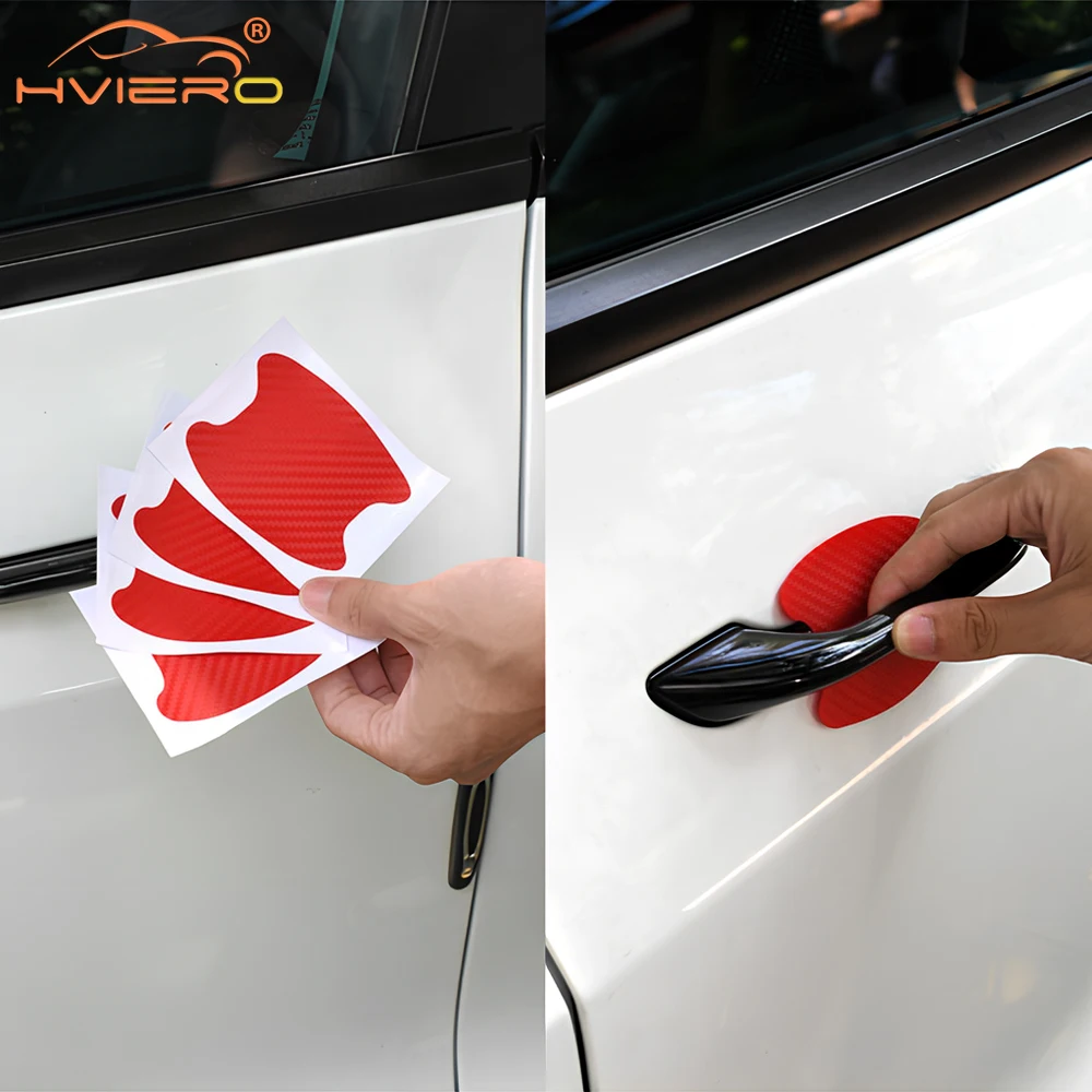 Car Door Handle Protector 8-Piece Carbon Fiber S Anti-Scratch