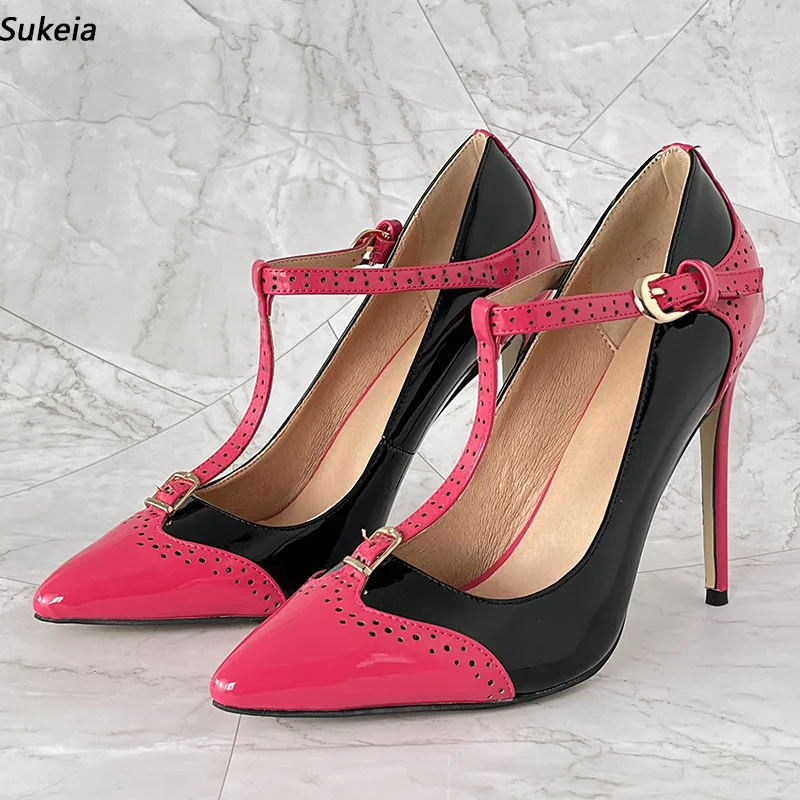 

Sukeia New Women Spring Pumps Pointed Toe Sexy Stiletto Heeled Beautiful Fuchsia Red Office Lady Shoes Plus US Size 5-15