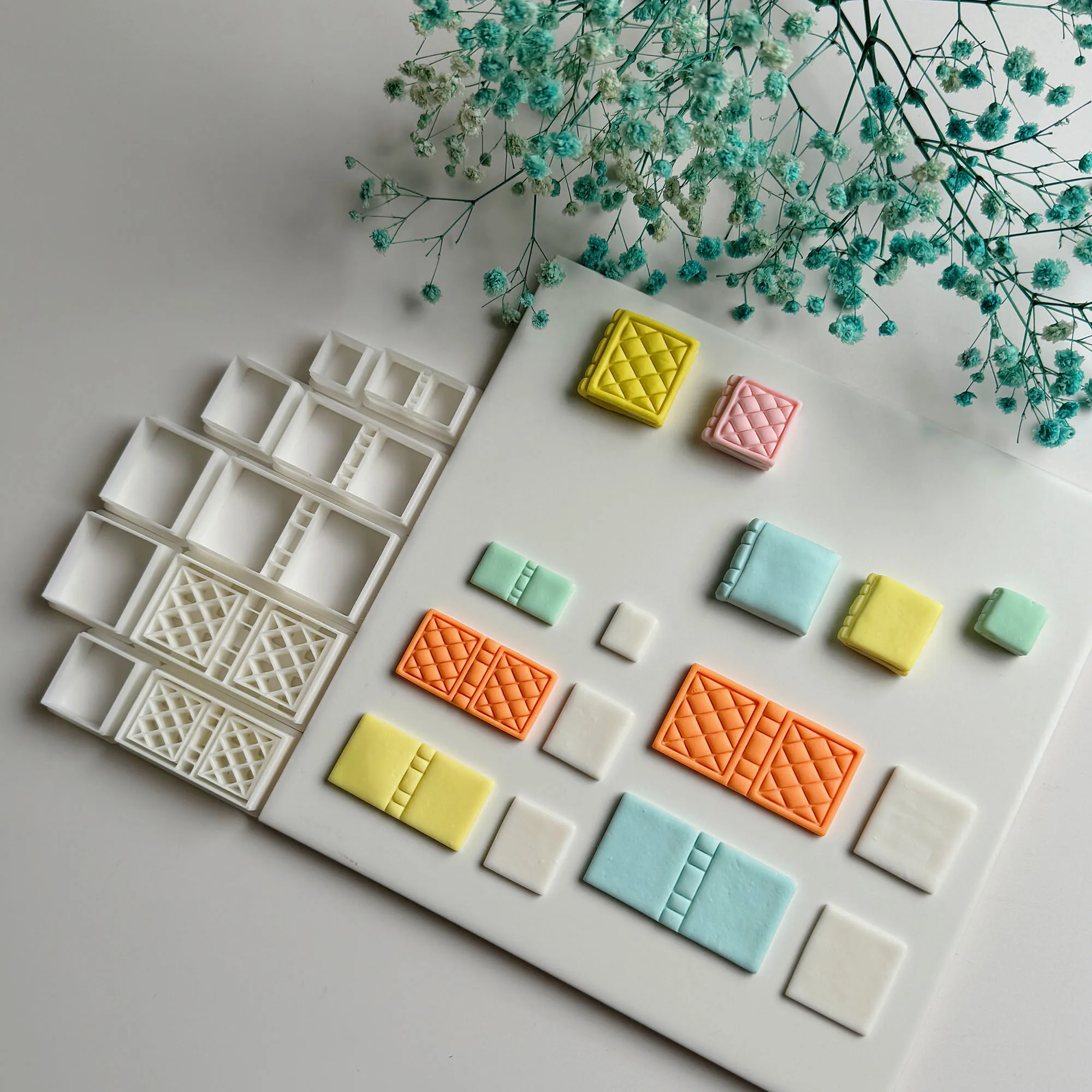 2PCS Square Book Shaped Soft Polymer Clay Cutting Handmade Earrings Embossing Cutter DIY Jewelry Pendant Clay Sculpting Tools