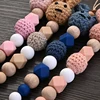 Baby Wooden Pacifier Clip Wood Crochet Rabbit Teething Soother Chain For BPA Free  Nursing Chew Toy Baby Dummy Holder Chain 3