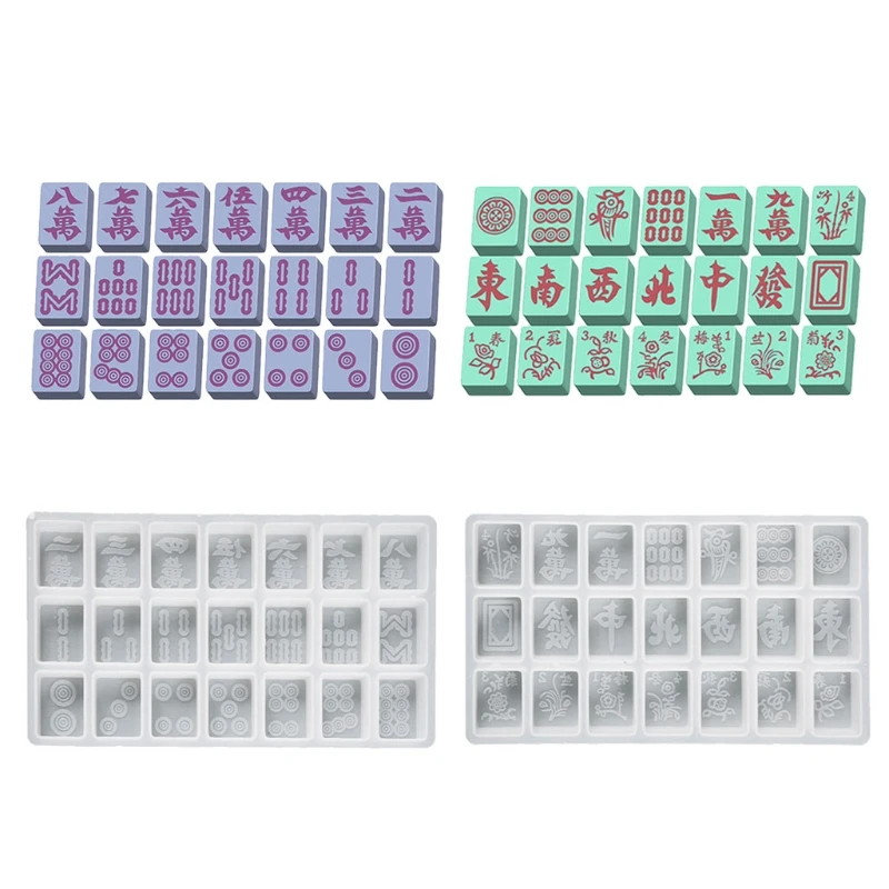 DIY Suit Chinese Mahjong Silicone Mold Handmade Sugarcraft Chocolate Decorating Baking Mould Art Craft Making Tools