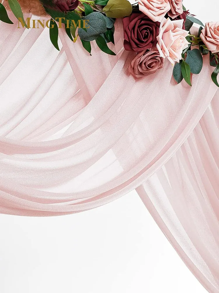 6/10 Meters Chiffon Fabric Drapes Blush Pink Dusty Rose Sheer Fabric Curtains for Wedding Arch Decorations Party Stage Shower chiffon fabric curtains
