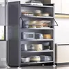 Sideboard Cabinet Locker Kitchen Shelf Floor Multi-Layer Home Living Room Microwave Oven with Door Storage Cabinet 4