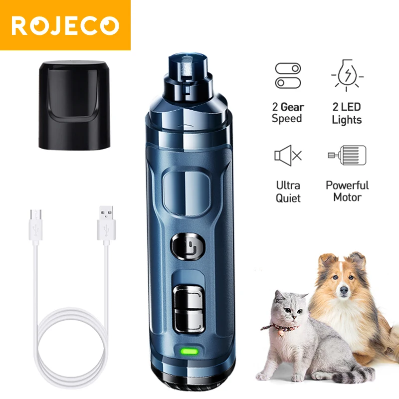 ROJECO N30 Electric Dog Nail Clippers For Dog Nail Grinder Rechargeable Professional Pet Clipper For Cat Claws Cutter Grooming