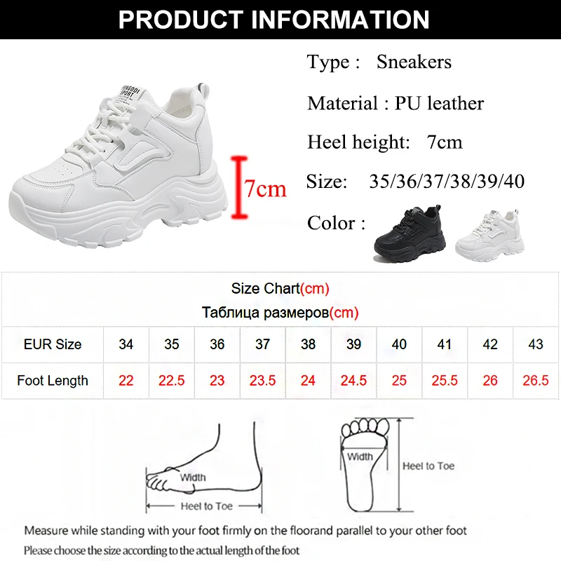 White Platform Women's Sneakers 2024 Spring Lace-Up Thick Bottom Vulcanize Shoes Woman Pu Leather Breathable Sports Shoes Ladies 6