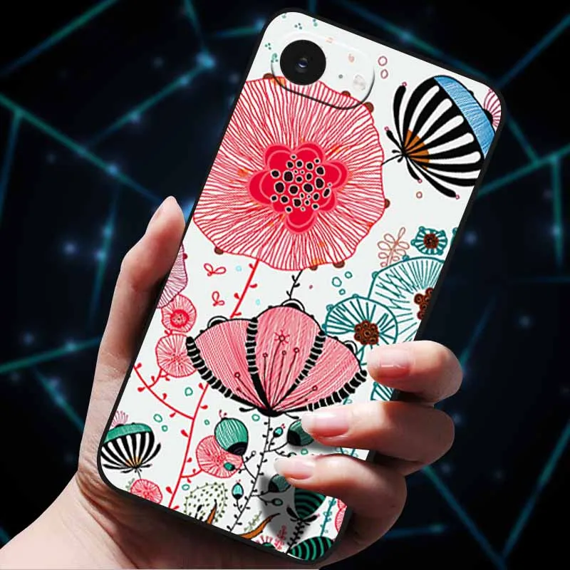 3D Floral Embossed Soft Silicone Phone Case - Stylish Back Cover Coque