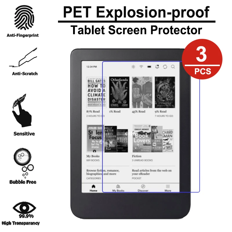 3PCS Explosion-proof Screen Protector For Kobo Clara 2E 2 E Reader Tablet Movie Water-proof  PET Protective Film Not Glass