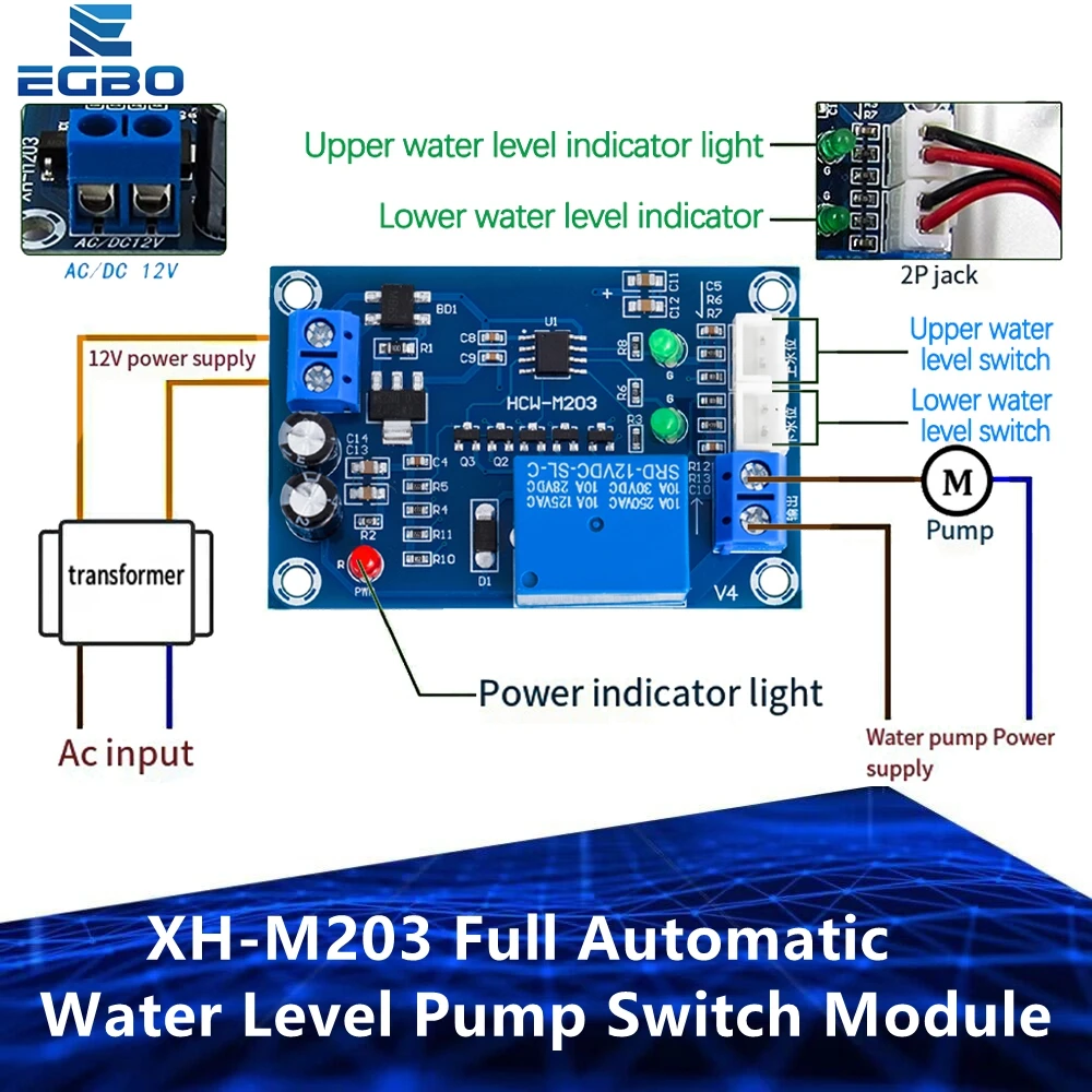 1~10PCS XH-M203 Vollautomatischer Wasserstandregler Pumpenschaltermodul AC/DC 12V Relais für Arduino