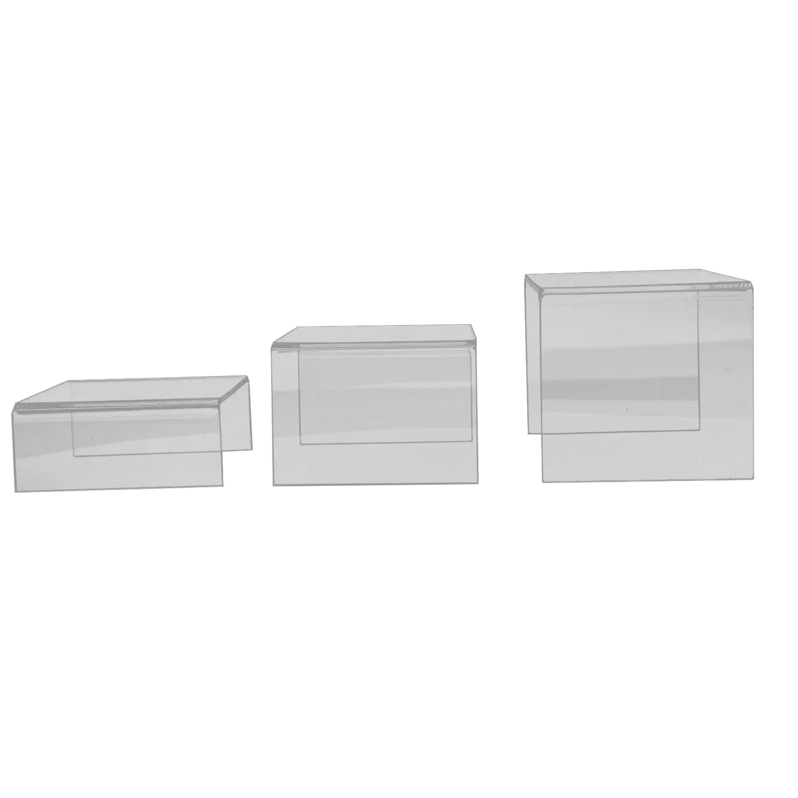 3pc Square Acrylic Clear Display Stands Showcase Set Jewelry Makeup Holderfor Displaying Merchandise Set Ups Decorative 3