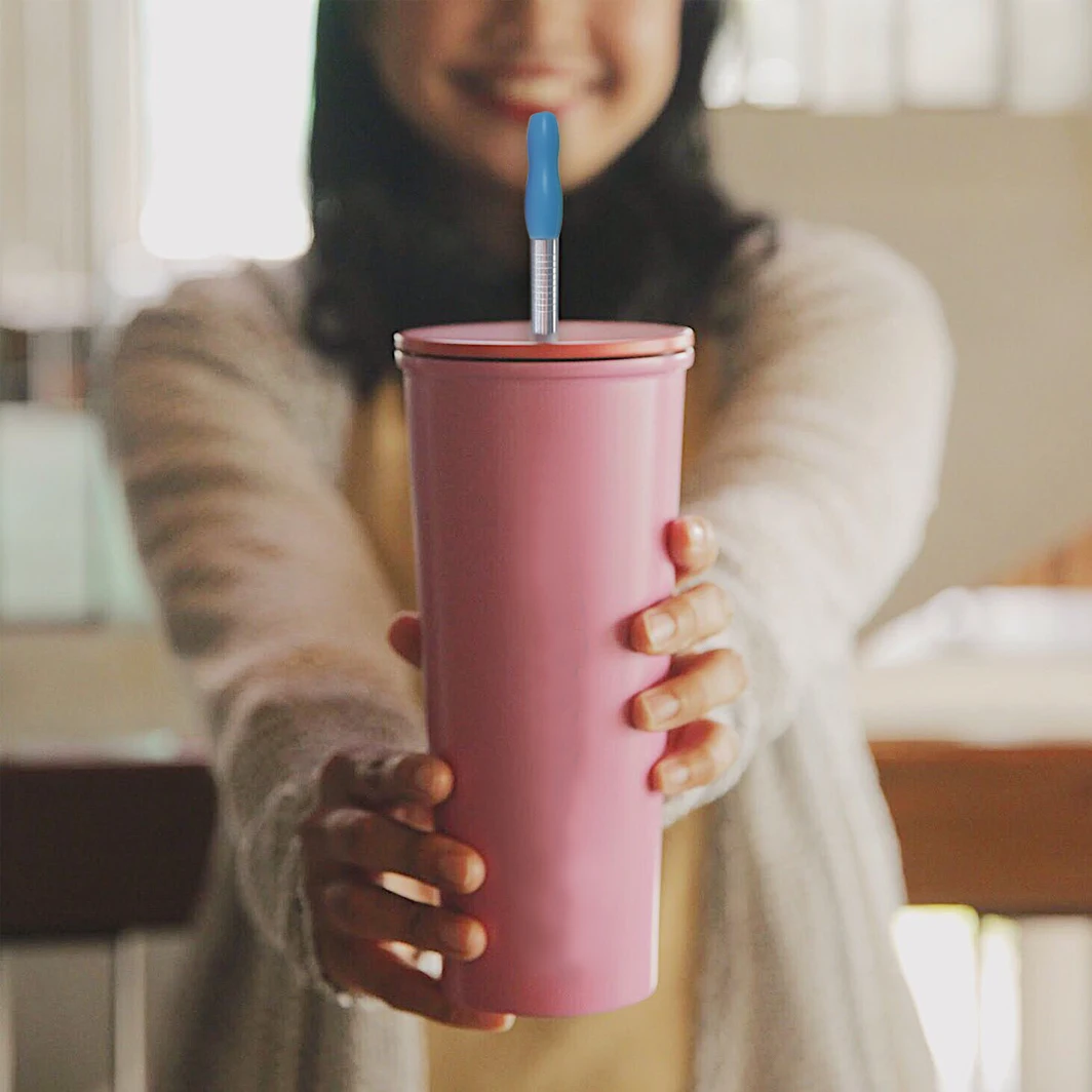 Stainless Steel Replacement Straws with Straw Covers Cap for Stanley Adventure Travel Tumbler 40oz, Reusable Long Drink Straws