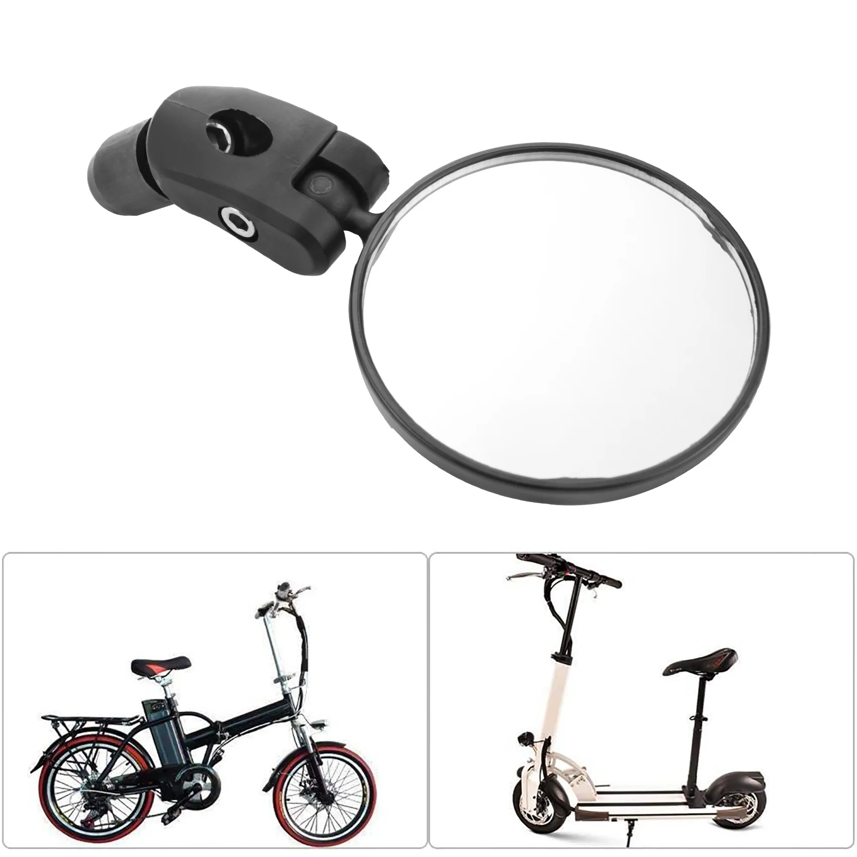 AEF6-자전거 거울, 자전거 사이클링 백미러, 안전 백미러, 조정 가능한 핸들 바 장착 플라스틱 볼록 거울