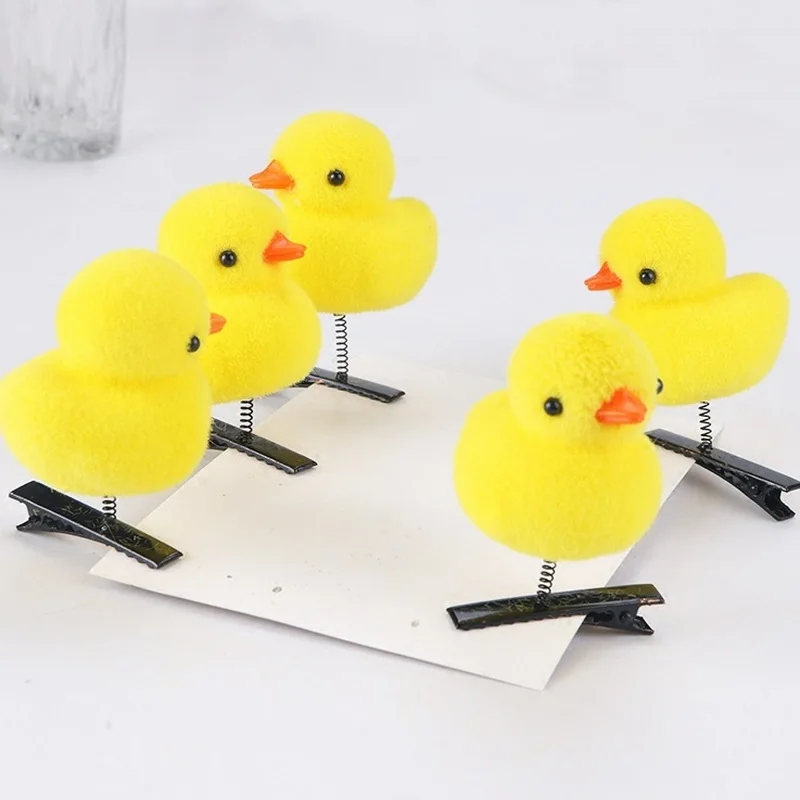 Jewelry Accessories Hair Accessory Hair Clip 10/20/50/100Pcs/Lot Cartoon Funny Children 3D Little Yellow Duck Plush Hairpin Fashion DIY Duckbill Clip Accessories Party Gifts