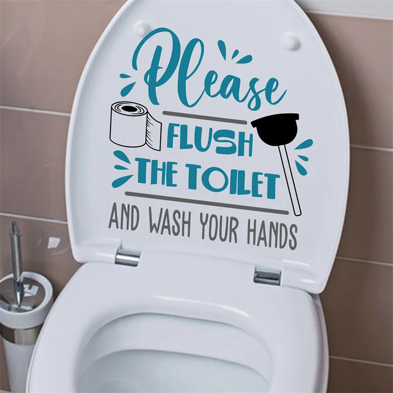 Flush The Toilet PVC Toilet Stickers Washroom Stickers Removable PVC Waterproof Self-adhesive Decals
