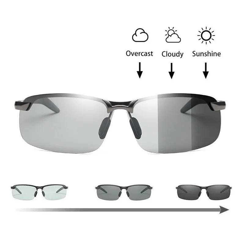 Herren Photochrome Polarisierte Sonnenbrille Fahren Angeln Chamäleon-Brille Farbwechselnde Sonnenbrille Tag-Nacht-Sicht Eyewear – Detail 3