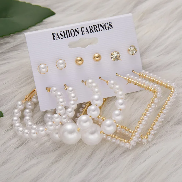 Korean Trendy Geometirc Butterfly Pearl Earrings Set For Women Resin Acrylic Star Heart Round Hoop Earrings Brincos Jewelry Gift ER22Y0073