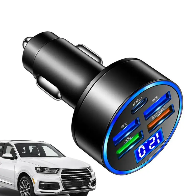 

Автомобильное зарядное устройство адаптер зарядное устройство для телефона со светодиодным цифровым дисплеем автомобильные аксессуары 66 Вт защитное зарядное устройство Порт безопасный зарядный адаптер для
