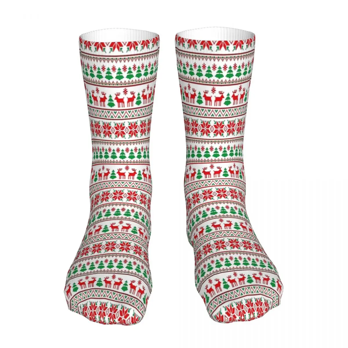 Large-Traditional-Red-White-And-Green-Nordic-Christmas-Pattern-Sock ...