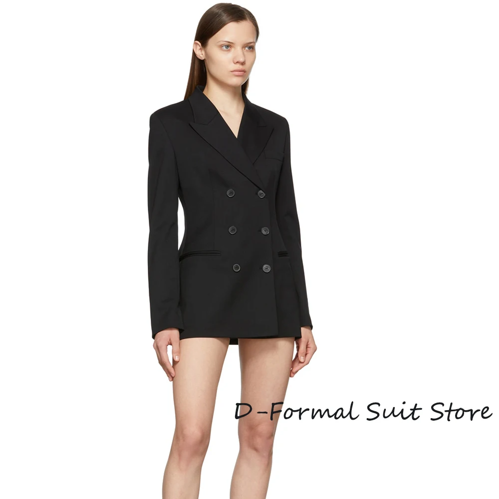 New Women's Long Blazer Designer Fashion Double Breasted Slim Suit Jacket Business Casual Lady Style Trend Coat Suit Skirt