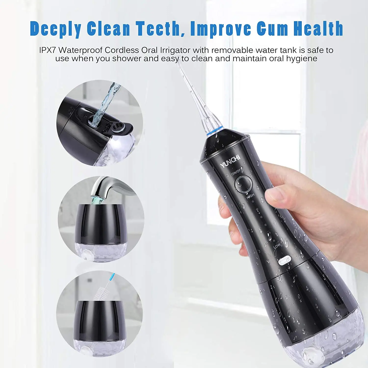 Oral Dental Irrigator Portable Water Flosser USB Rechargeable 3 Modes IPX7 200ML Water for Cleaning Teeth Clearance Price