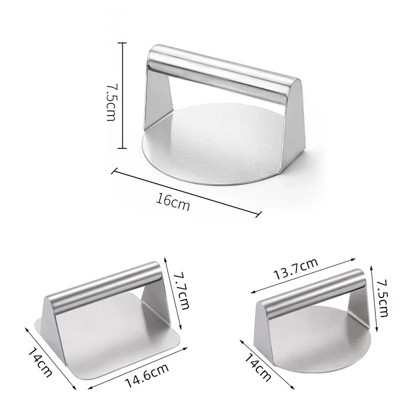 Stainless Steel Smash Burger Press Hamburger Patties Meat Masher Circular Meat Press Mold for Deli Meats Kitchen Accessories