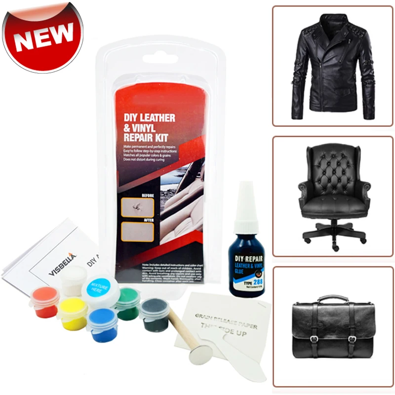 Kit de réparation liquide pour cuir noir 7 ml avec spatule, gel de