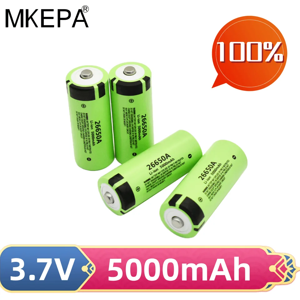 100% Batteria Originale 26650A 20A 3.7V 5000Mah Con Capacità Elevata 26650 20A Adatta Per Torce A Led, Giocattoli, Ecc