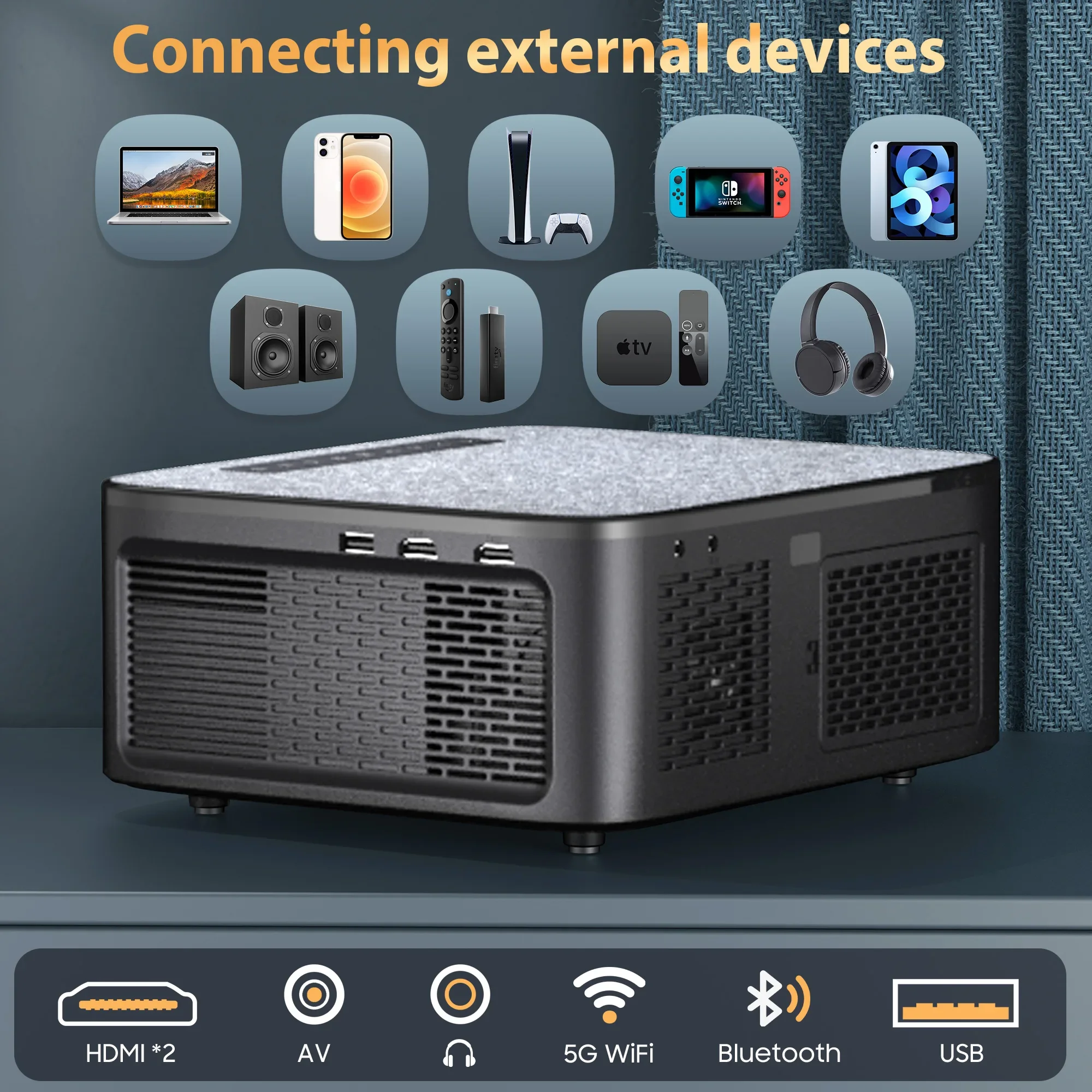 35000Lumen Android 12 Bluetooth5.2 AutoFocus Smart LED 4K Portable 3D Home Theater Cinema IPTV Beamer Portable Projector