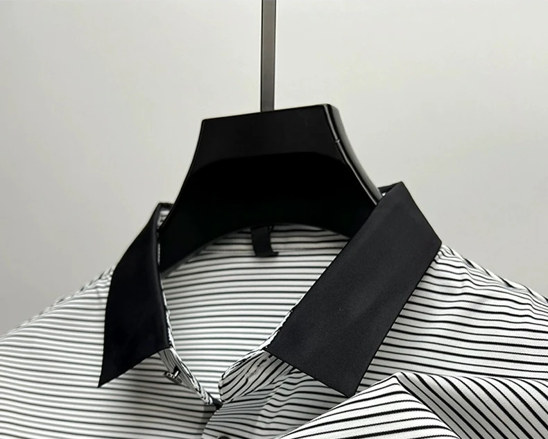 High end brand trend ice silk striped short sleeve polo shirt men's 2024 summer new fashionable print hot diamond casual T-shirt 15 S9e7a7d5ef0a7495586e30ad1822cbde5J