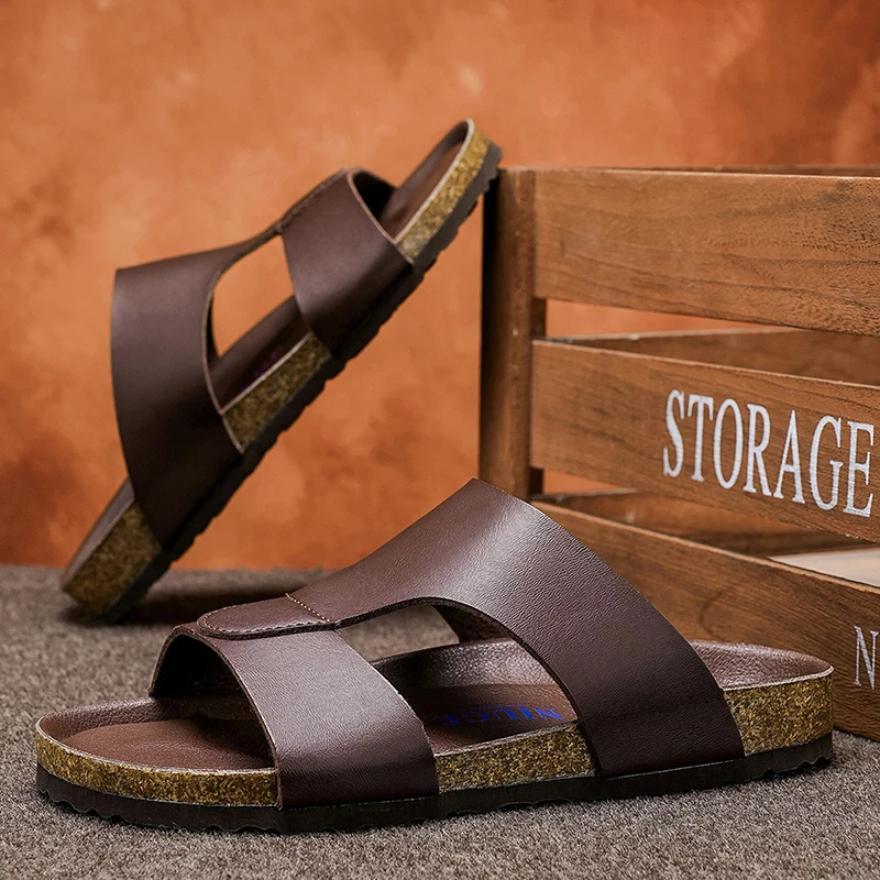 Men's Summer Cork Clogs, Anti-slip Casual Outdoor Slides_voghion.com